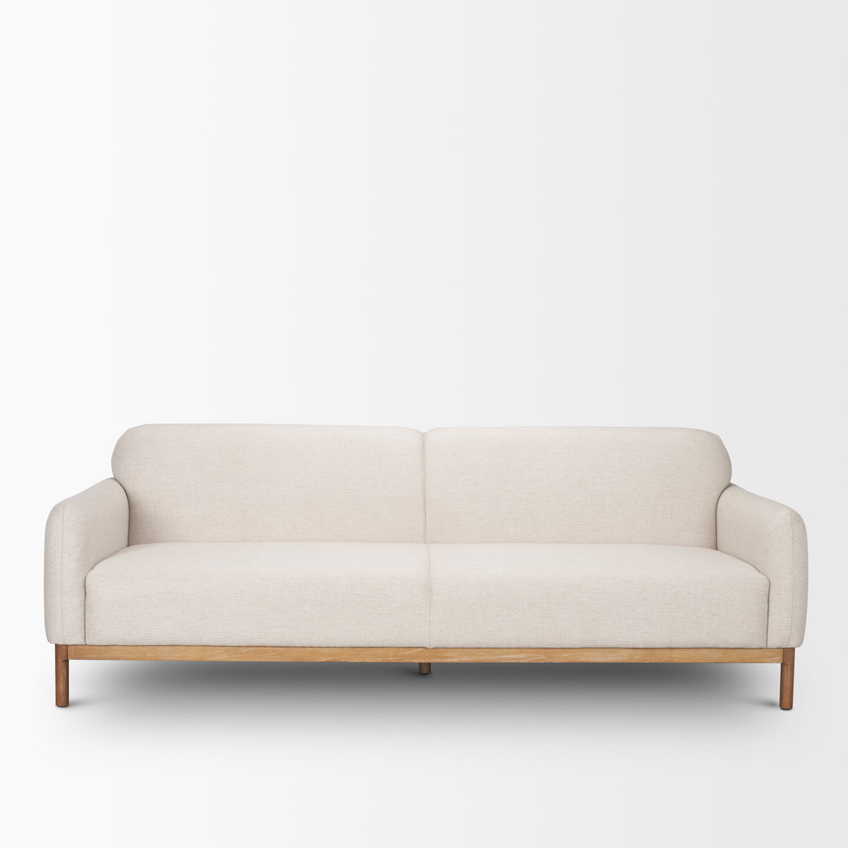 Hale Sofa with Medium Brown Wood and Oatmeal Fabric, Sofas & Sectional by Mercana, 90" length x 33.75" width x 31.5" height View 4