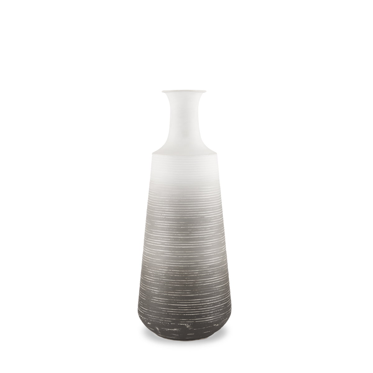 Toru Medium White with Grey Ombre Metal Vase, by Mercana, 7.87" length x 7.87" width x 19.88" height View 1