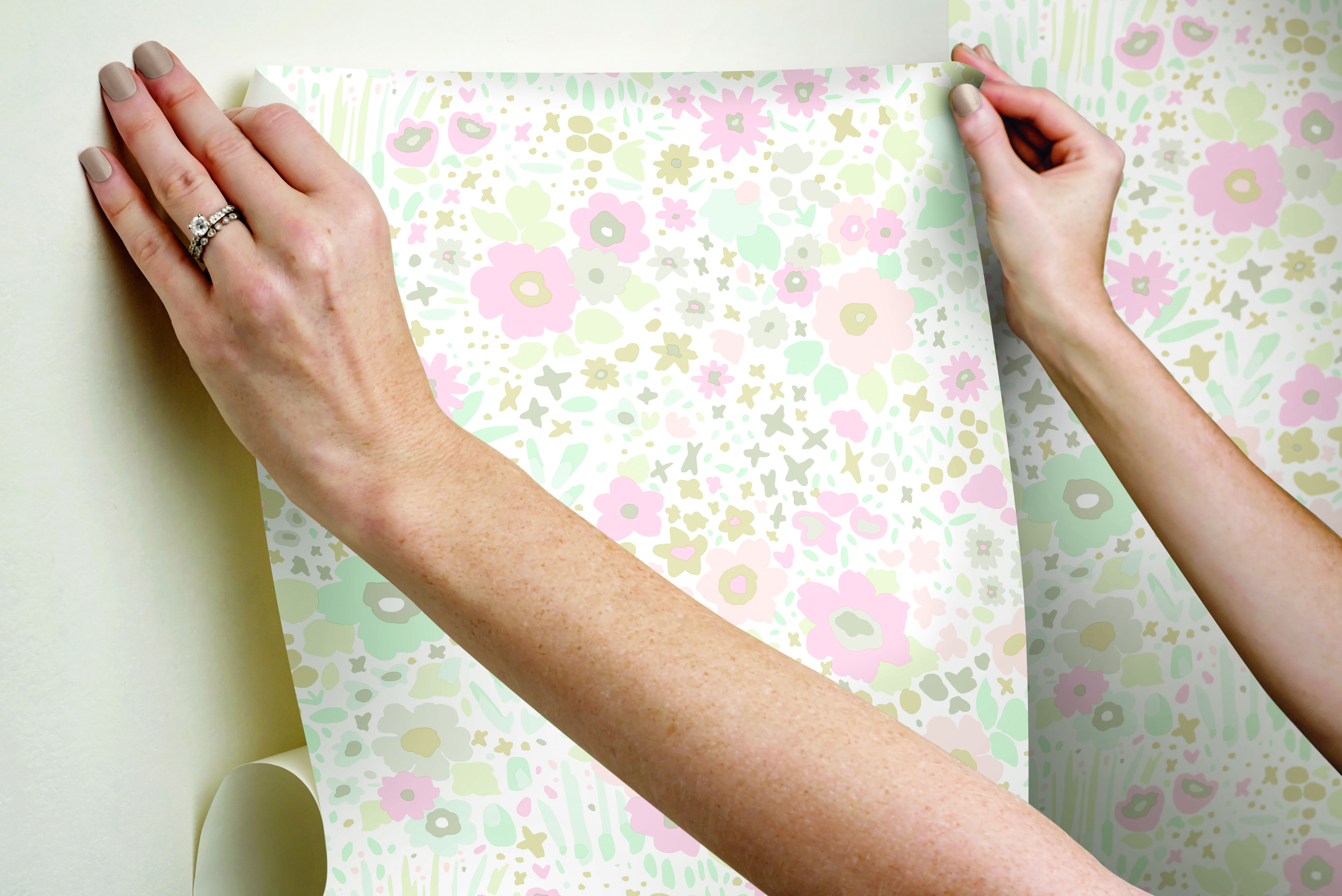 Posey Sidewall Pastel Peel & Stick Wallpaper large image 