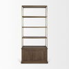 Braxton Dark Brown Wood with Antiqued Aged Brass Metal 3 Tiers 2 Door Shelving Unit thumbnail 2