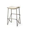 Katniss Backless 26in Seat Counter Stool | Cream Fabric with Gold Metal, Counter & Bar Stool by Mercana, 16" length x 16" width x 26" height thumbnail 1