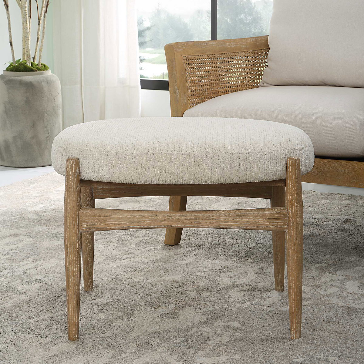 Acrobat Off-White Small Bench, Furniture by Uttermost, 24.5" width x 19" height x 19.5" depth View 4