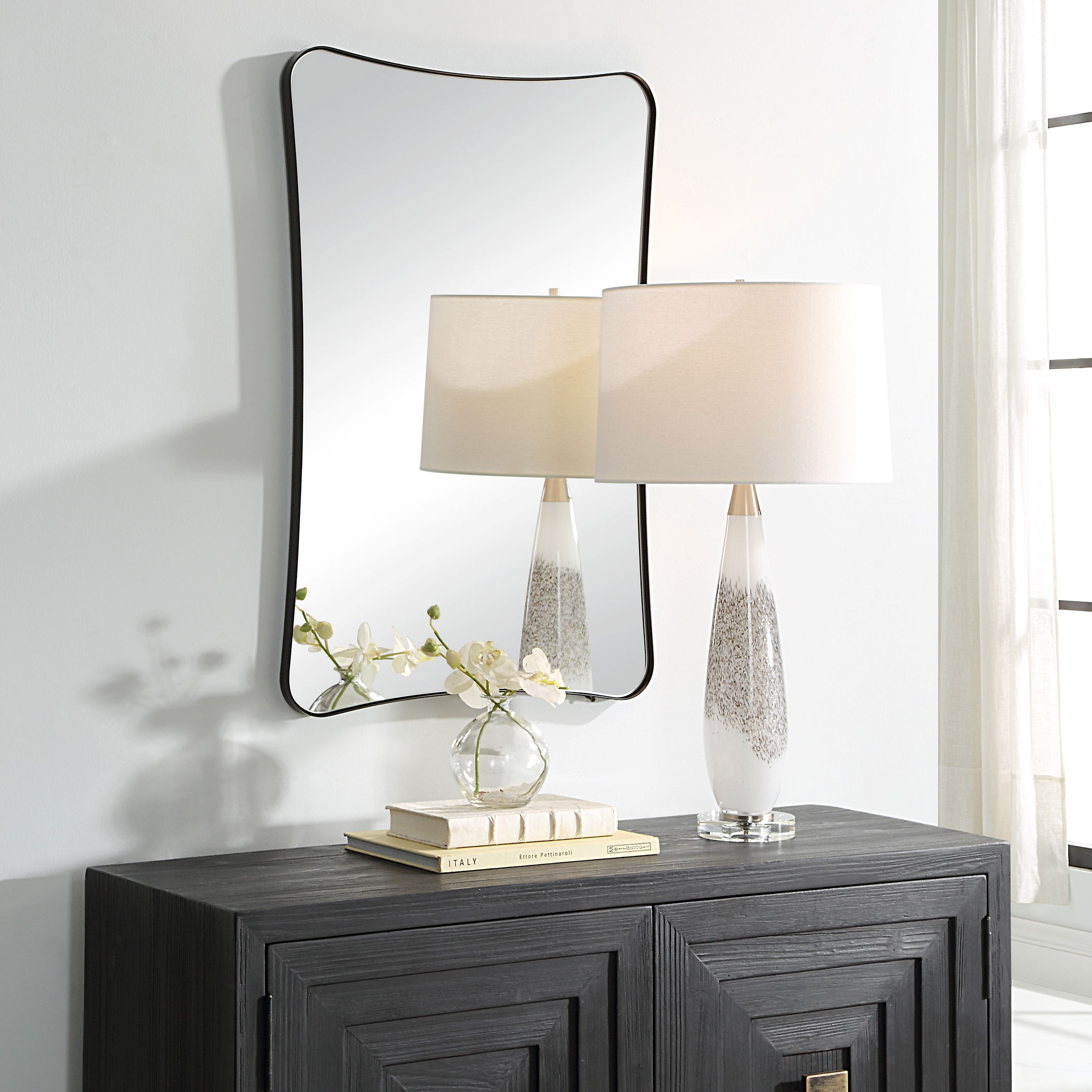 Loudon Black Vanity Mirror, by Uttermost, 22" width x 34" height x 1" depth View 2