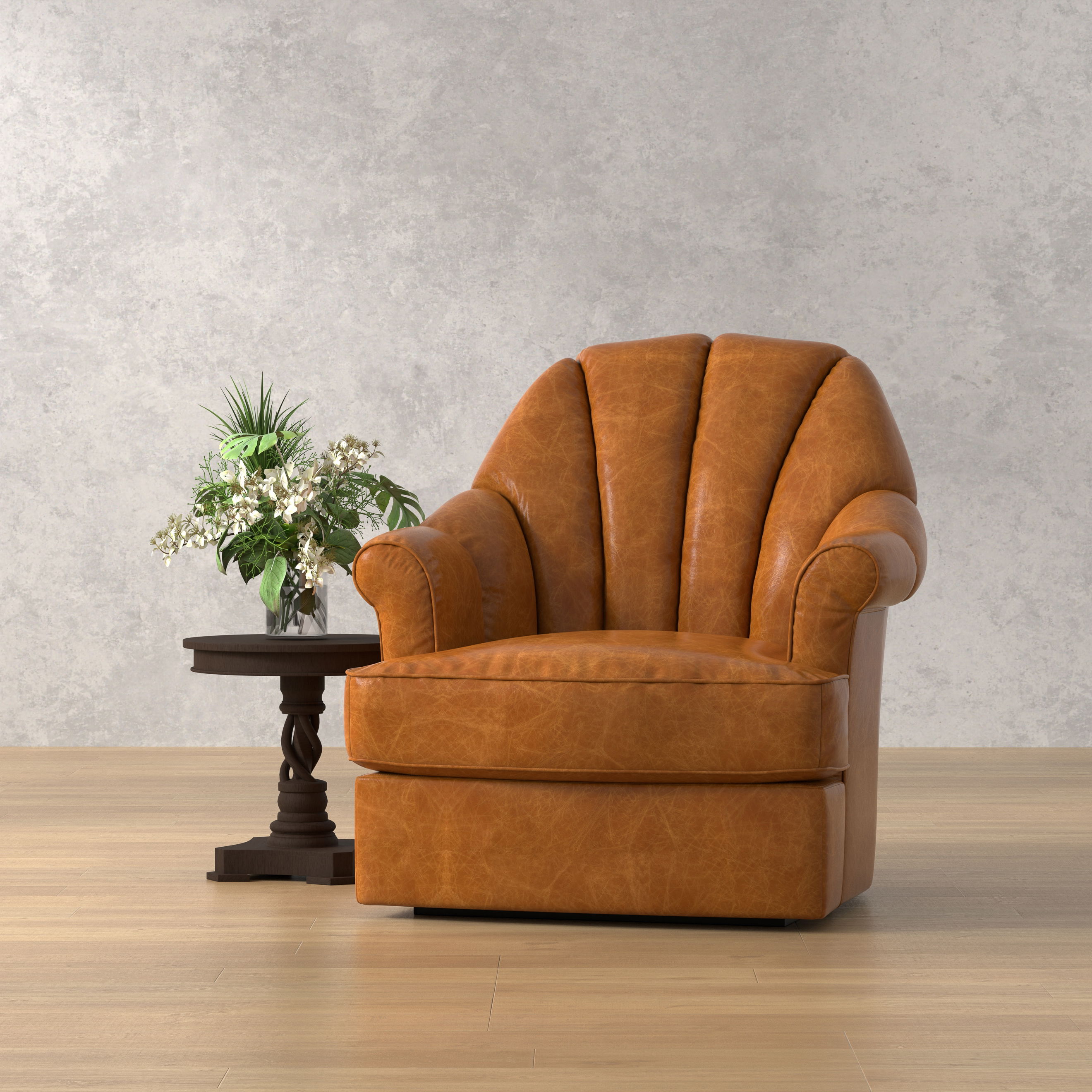 Scoth Swivel Chair In Distilled Lthr,Brn large image 
