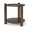 Jovia Brown Mango Wood with Cappuccino Marble Round Side Table thumbnail 0