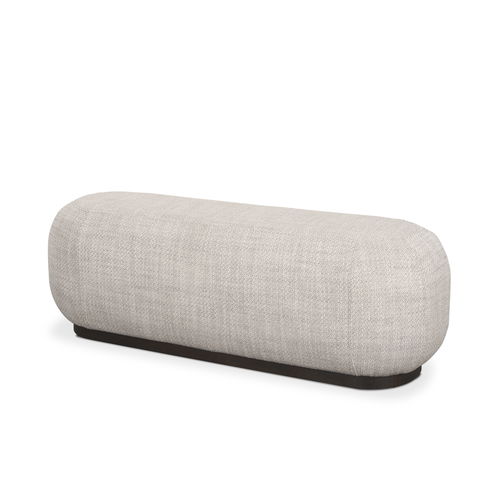 Siren Gray Fabric with Dark Brown Wood Oblong Bench