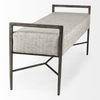 Charlotte  55.0L Gray Herringbone Fabric Seat with Antique Nickel Metal Frame Bench thumbnail 5