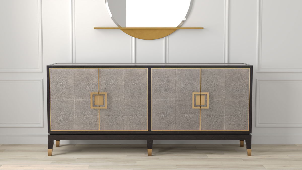 Beto Four Door Sideboard, by Sarreid, 1'6" length x 6'4" width x 2'10" height View 13