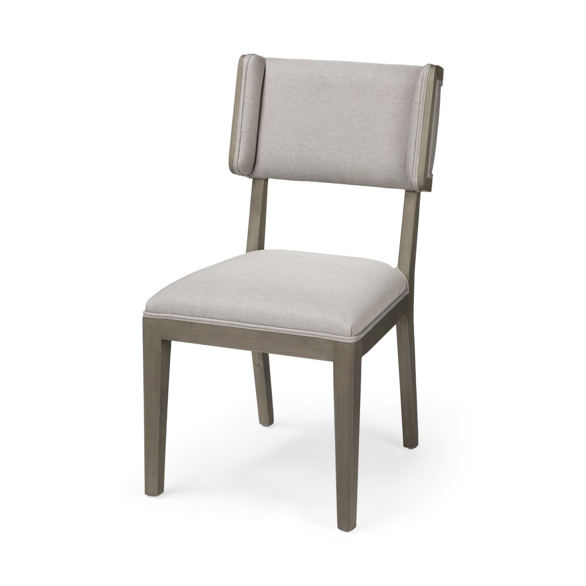 Tenton Open Back Dining Side Chair | Grey Fabric with Brown Wood, Dining Chair by Mercana, 23.5" length x 19" width x 36.75" height View 1