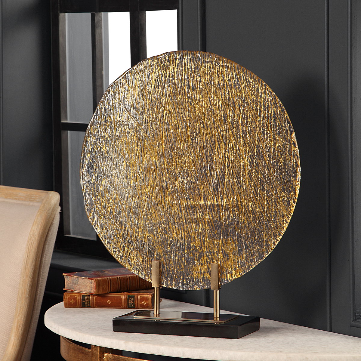 Layan Art Glass Charger, Plate by Uttermost, 17.5" width x 21" height x 5" depth View 2