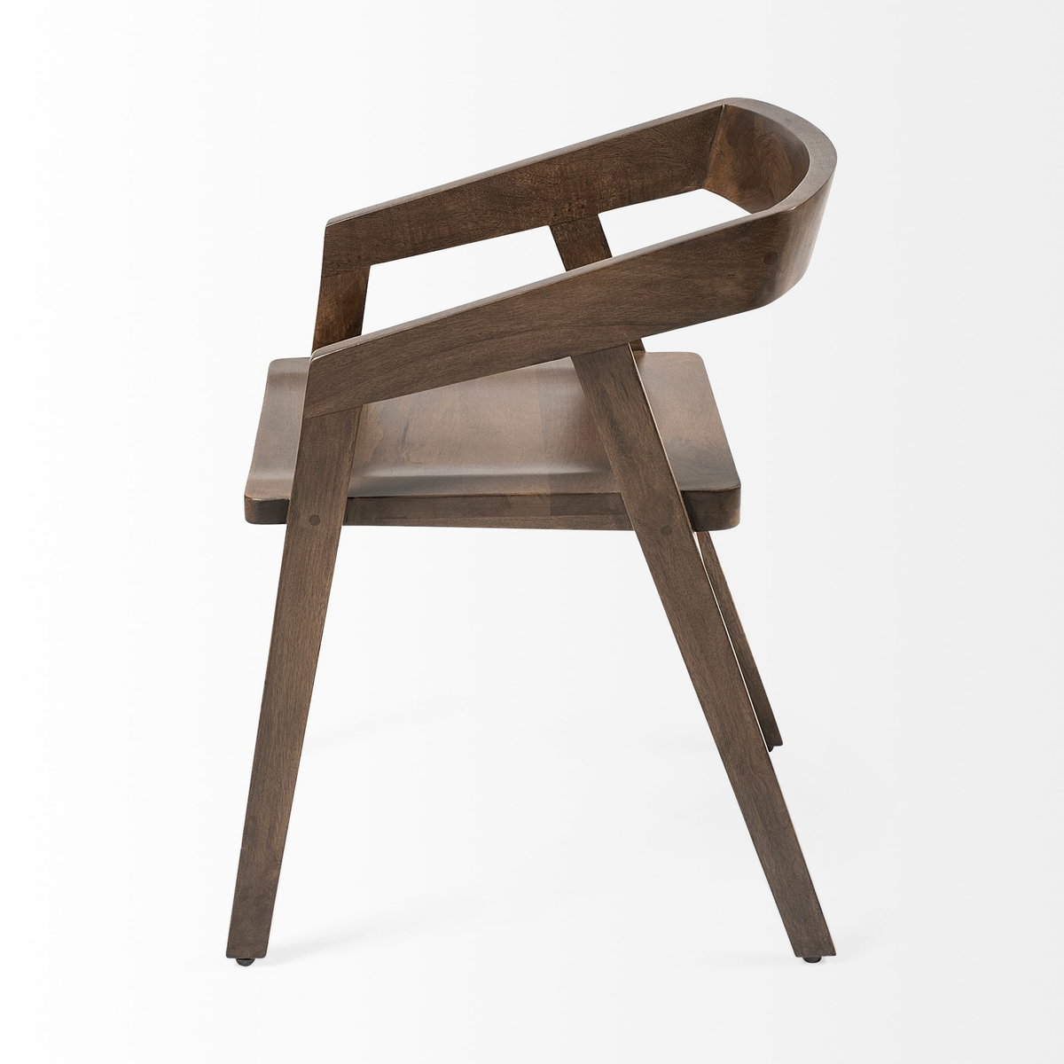 Nicholas Open Back Dining Arm Chair | Onyx Brown Wood, Dining Chair by Mercana, 20" length x 22" width x 30" height View 6