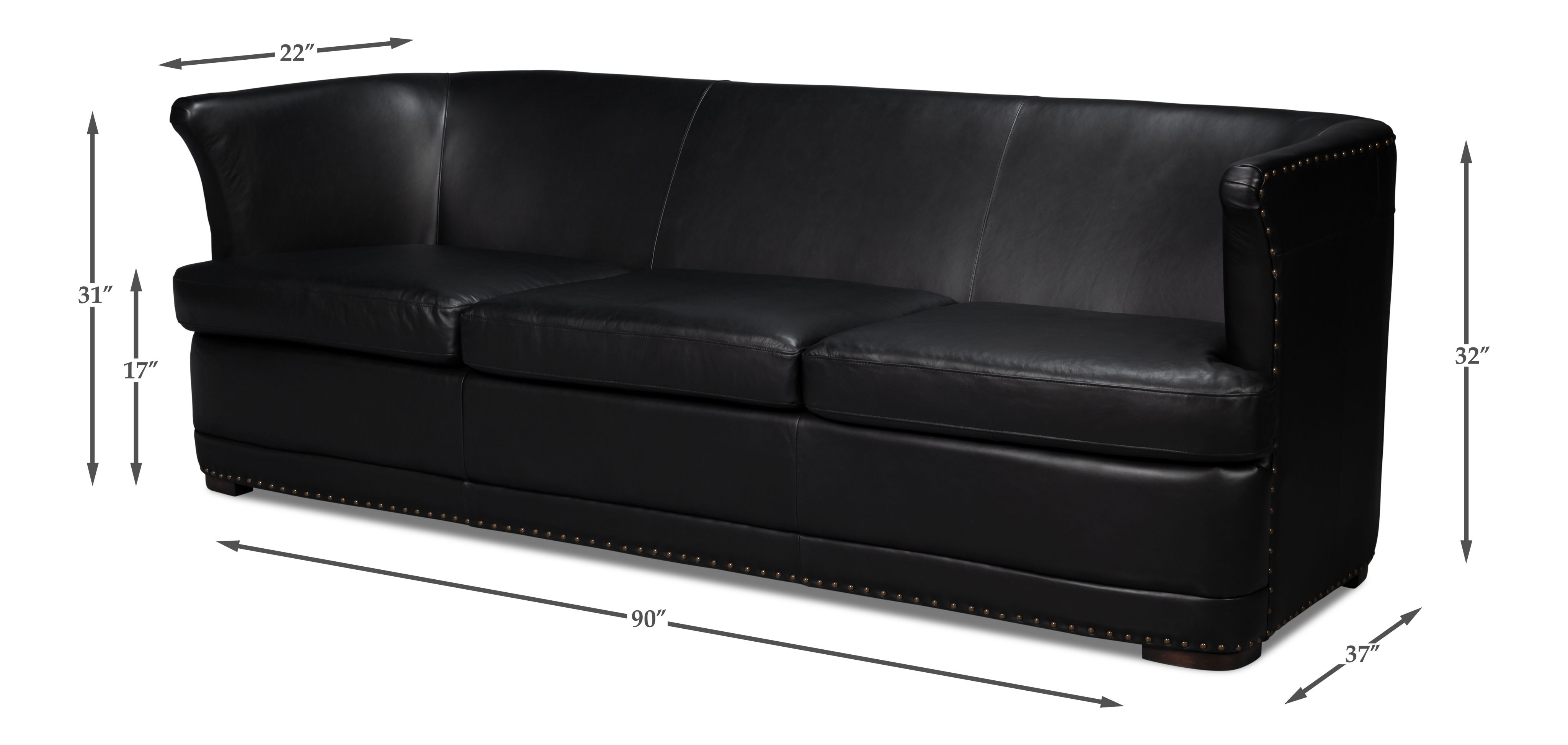 Mcmillan Distilled Leather Sofa,Onyx Blk large image 