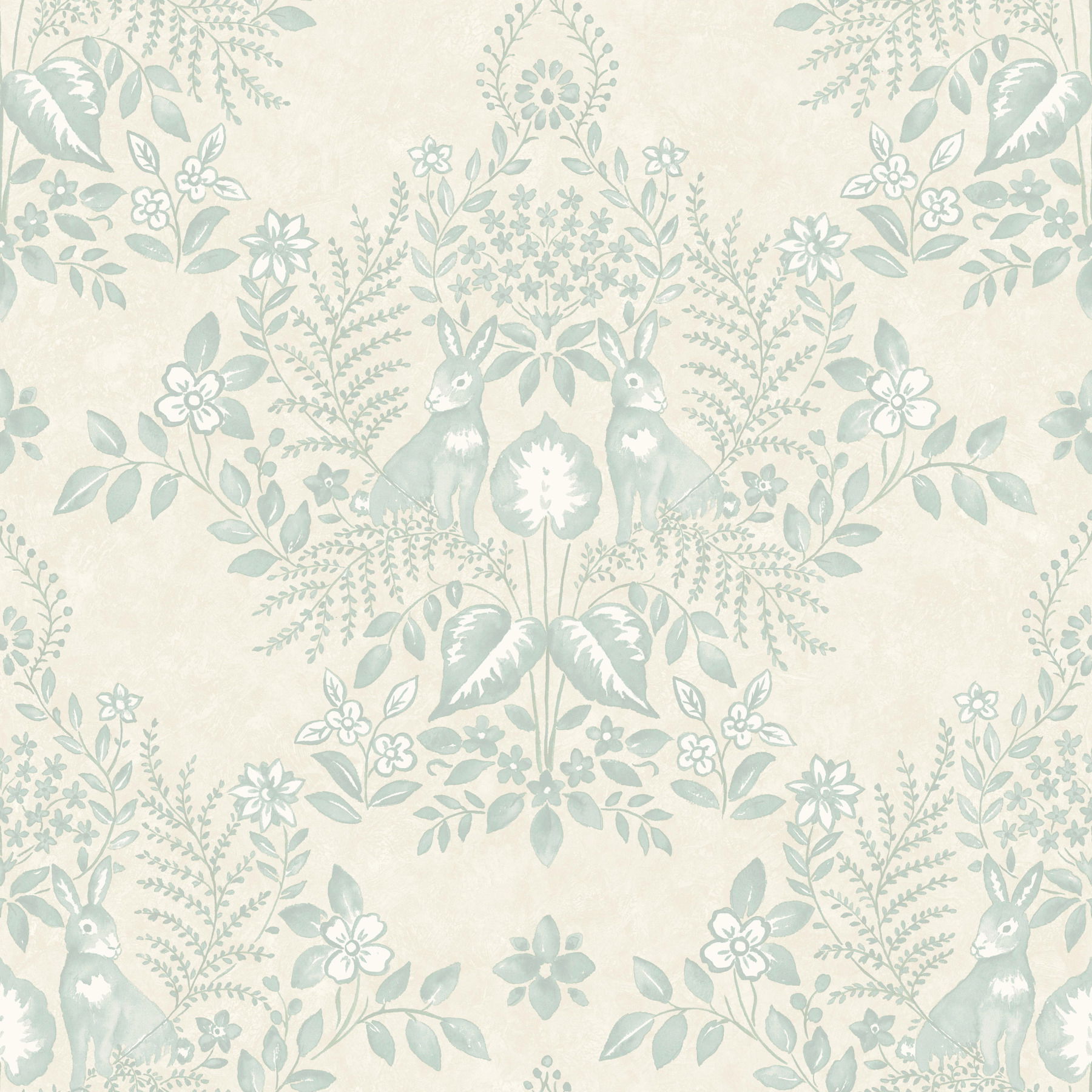 Cottontail Toile Vintage Duck Egg Peel & Stick Wallpaper large image 
