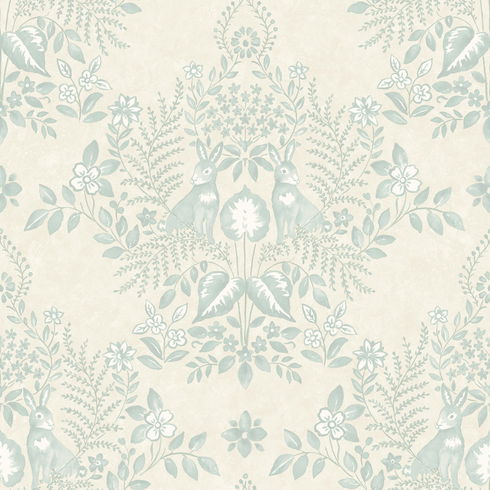 Cottontail Toile Vintage Duck Egg Peel & Stick Wallpaper