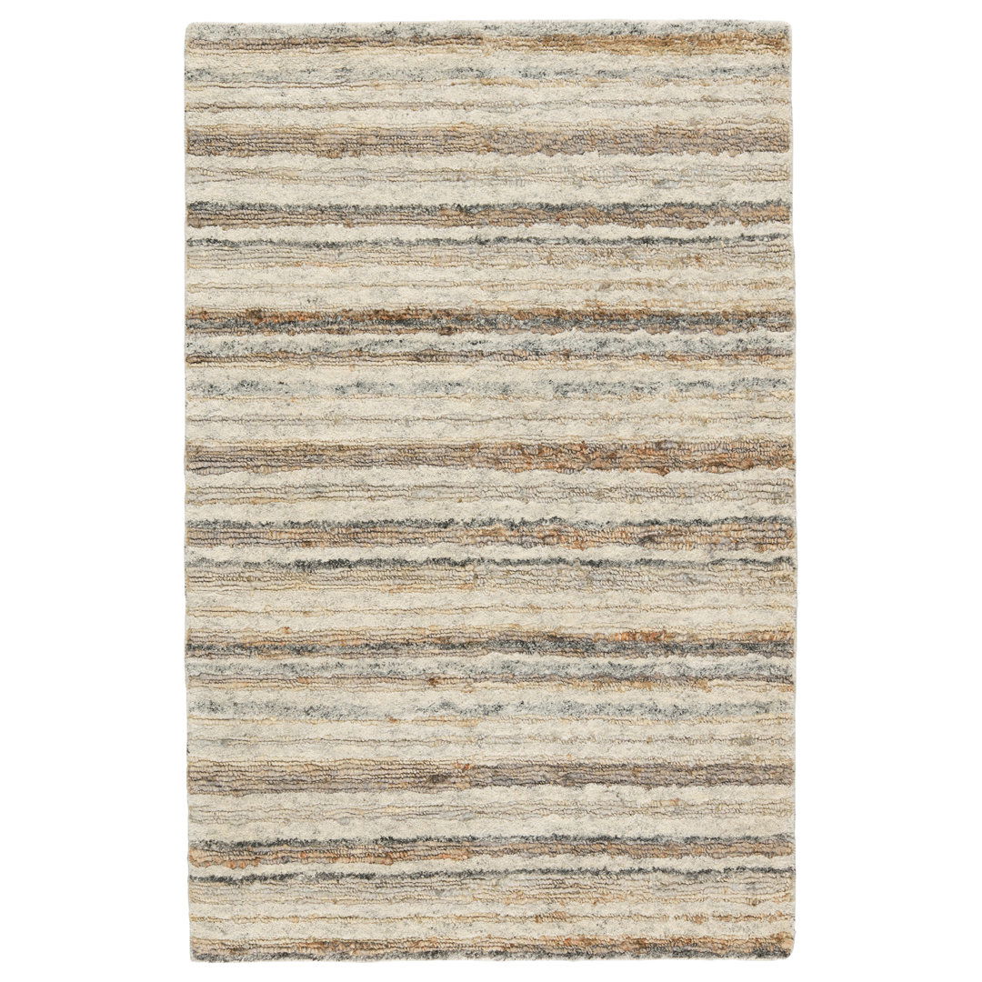 Tikka Handmade Striped Cream/ Gray Area Rug (10'X14') large image 
