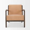 Cashel Accent Chair with Dark Brown Wood and Tan Genuine Leather, by Mercana, 32" length x 26" width x 29.5" height thumbnail 4