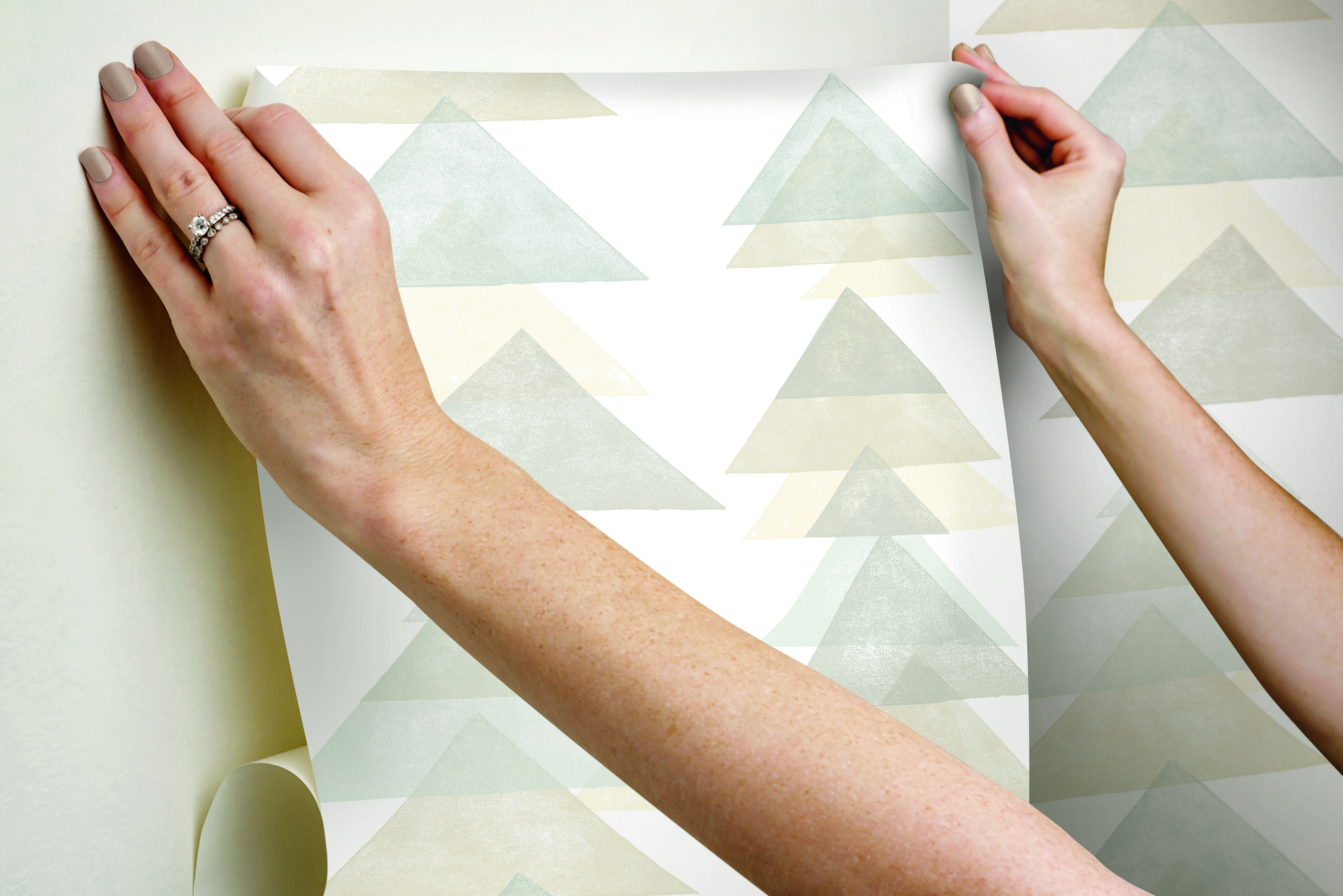 Triangles Neutral Peel & Stick Wallpaper large image 