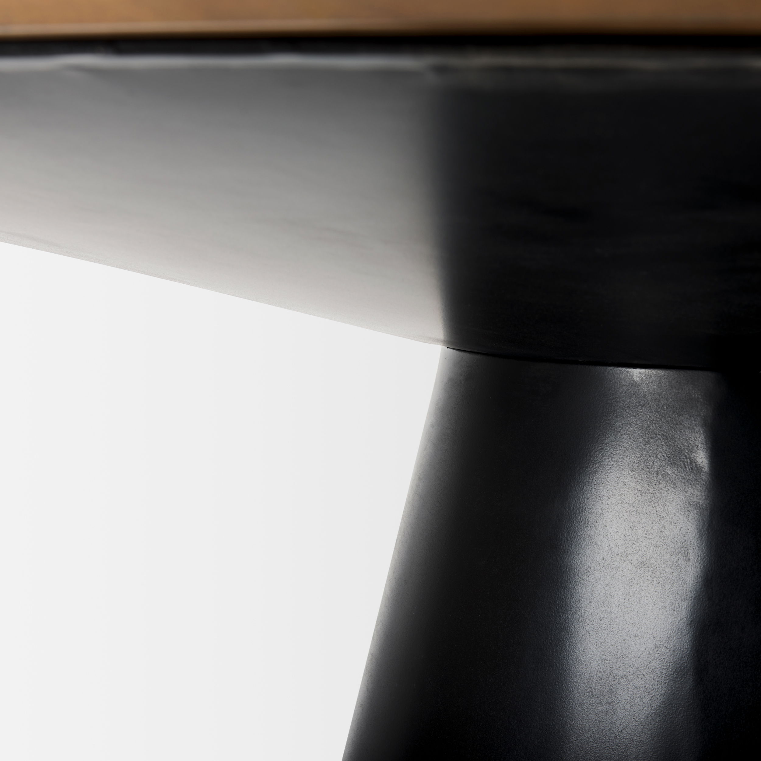 Mitchell Black Metal Pedestal Base with Brown Wood Top Dining Table 63.0L x 63.0W x 30.0H, by Mercana, 63" length x 63" width x 31" height View 6