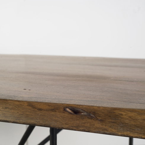 Papillion 84"L x 40"W Rectangular Dining Table | Modern | Natural Wood & Black Metal | Seats 8