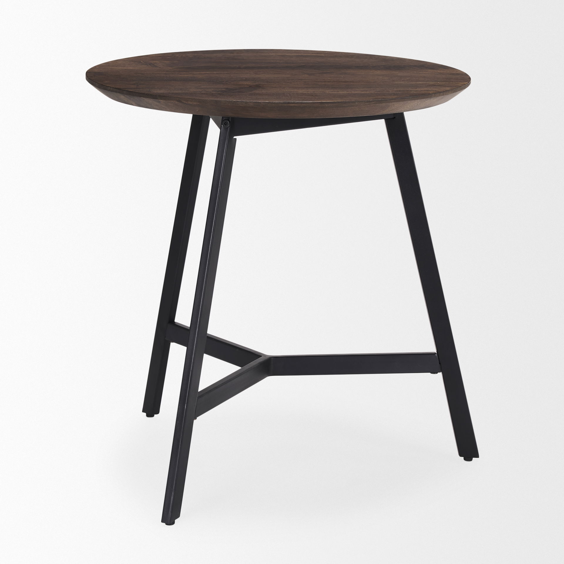 Todd Dark Brown Wood with Metal Legs Side Table, Side & End Table by Mercana, 22" length x 23" width x 22" height View 5