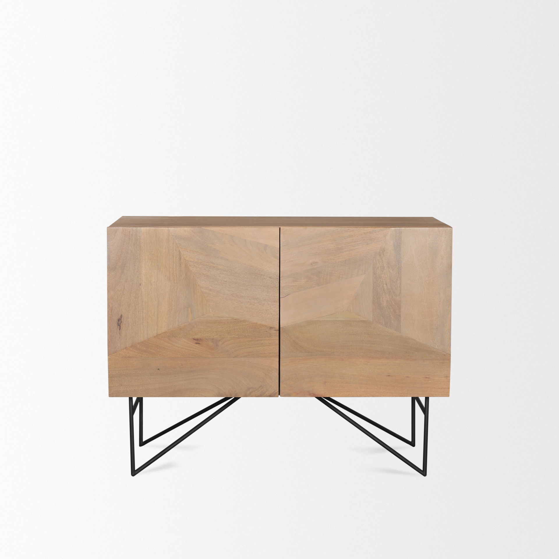 Darwin Light Brown Wooden 2 Door with 2 Shelves Accent Cabinet, Cabinets & Chest by Mercana, 44" length x 17.5" width x 30" height View 4