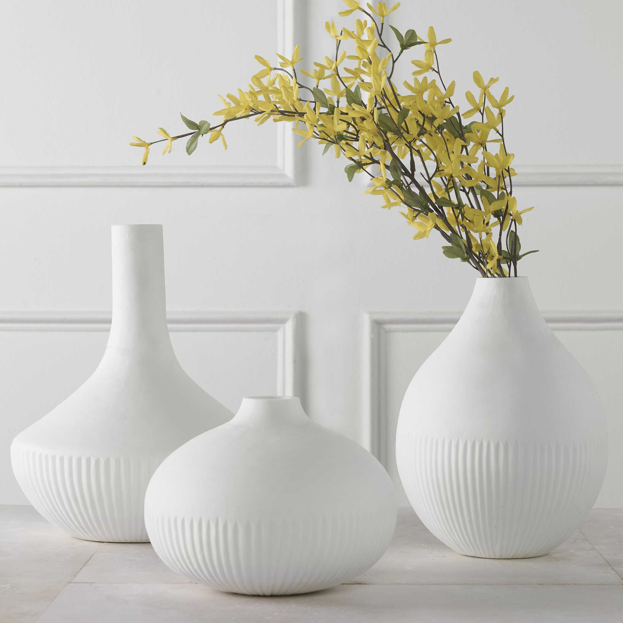 Apothecary Satin White Vases Set/3 large image 