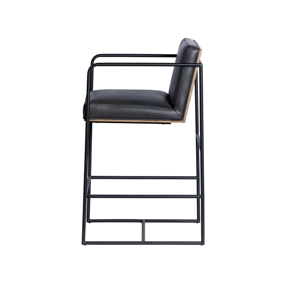 Stamford Backless 36in Seat Counter Stool | Black Leather with Metal, Counter & Bar Stool by Mercana, 18.7" length x 22.6" width x 36" height View 5