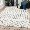 Geometric Wool/Silk Ivory/Black Area Rug thumbnail 1