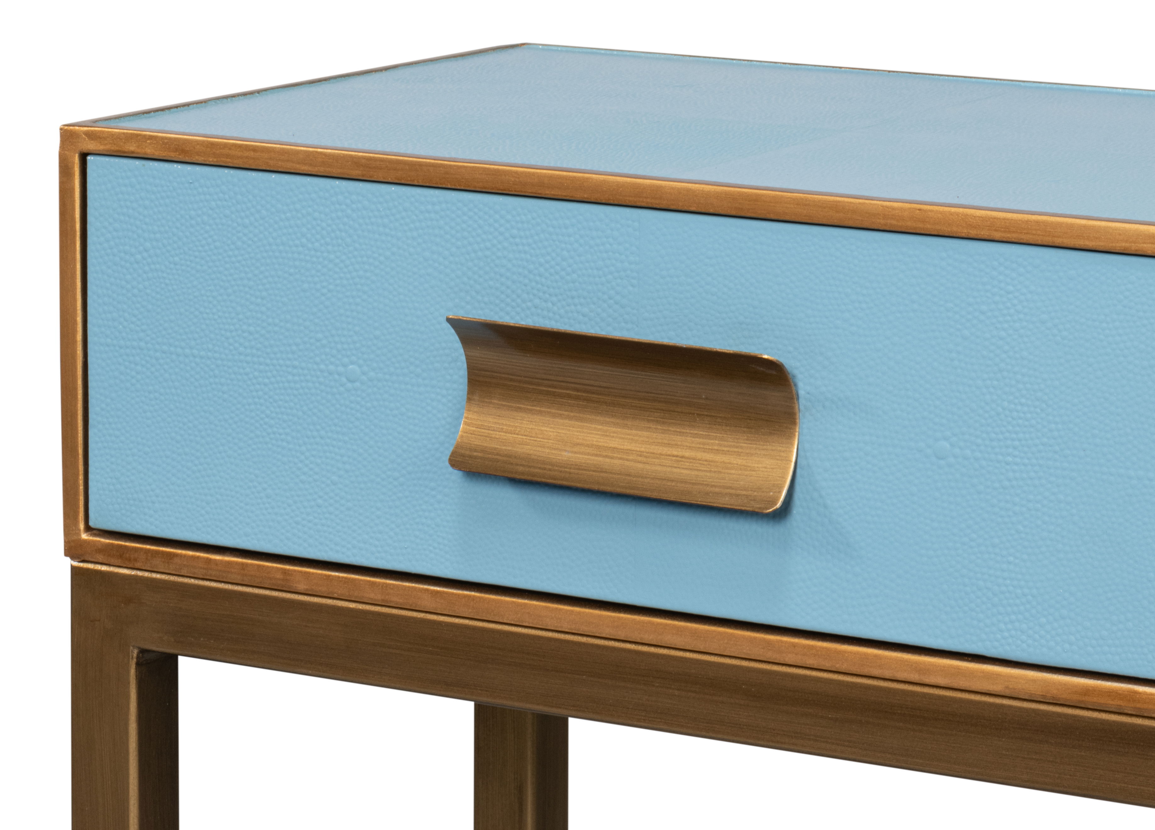 Gideon Shagreen Console, Chambray Blue, Console Table by Sarreid, 54" length x 12" width x 34" height View 8