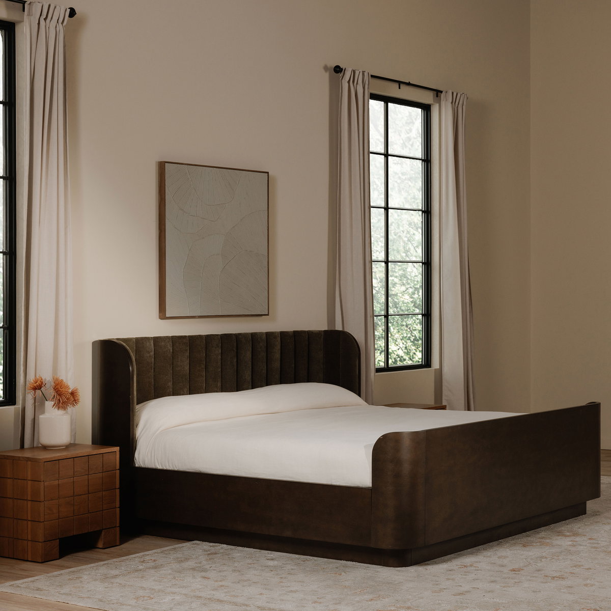 Scarlette Queen Bed Cedar Green, by Moe's Home, 63" width x 41.5" height x 85" depth View 7