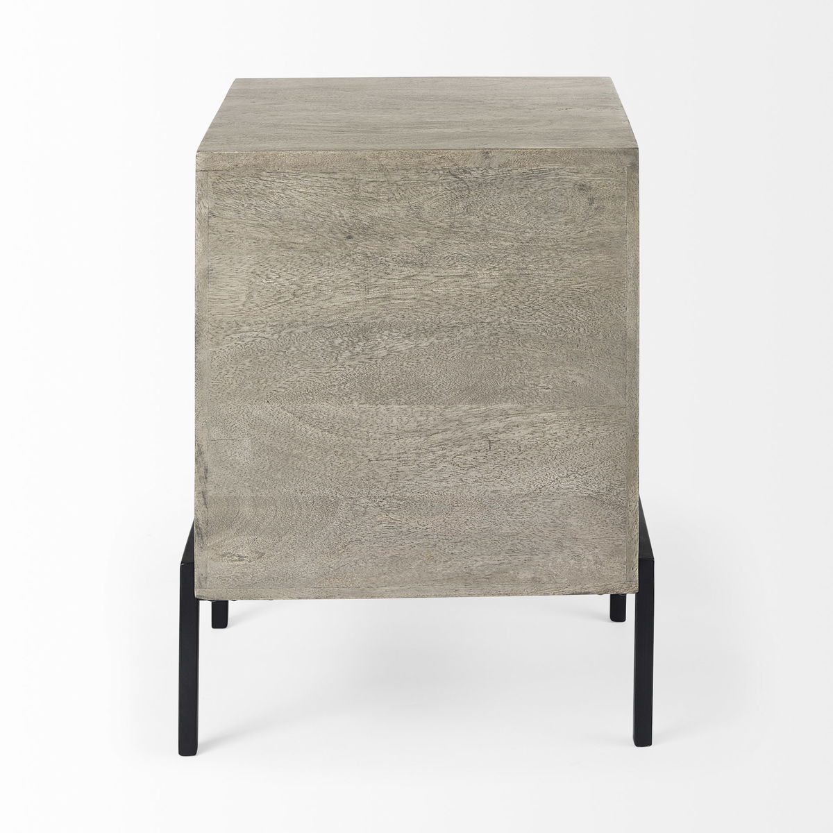 Arelius 20L x 18W x 26H Gray Wood with Black Metal Frame End/Side Table, Side & End Table by Mercana, 20" length x 18.75" width x 26" height View 7