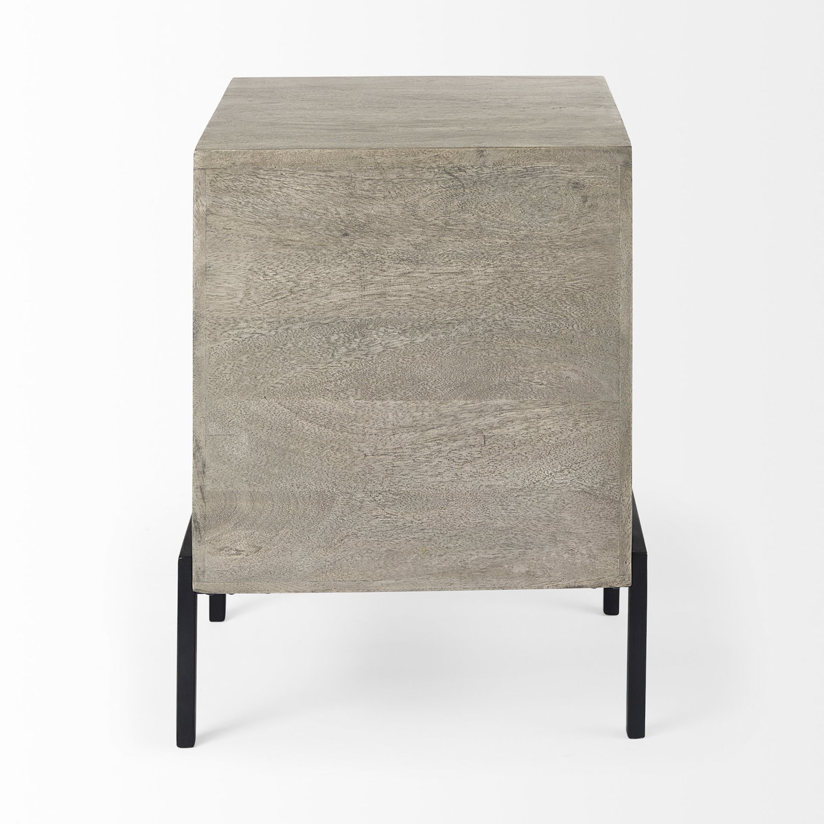 Arelius 20L x 18W x 26H Gray Wood with Black Metal Frame End/Side Table, Side & End Table by Mercana, 20" length x 18.75" width x 26" height View 7