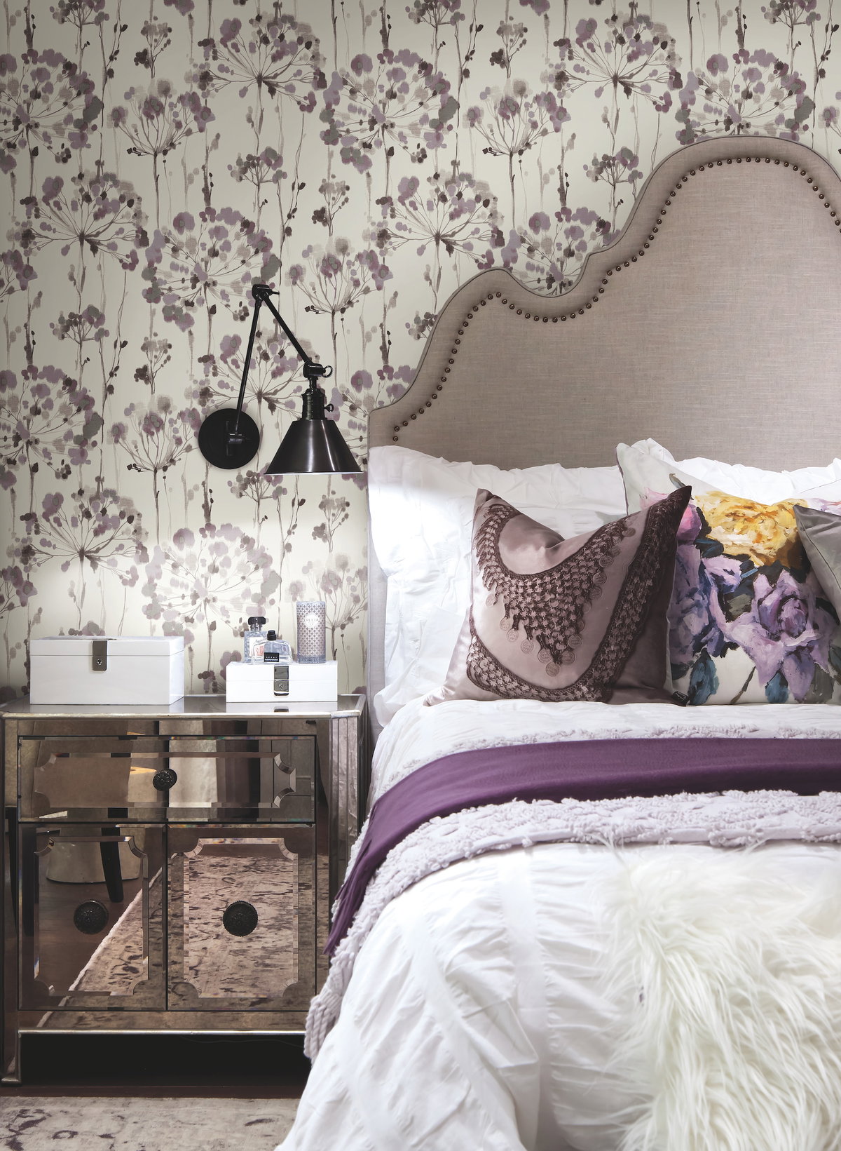 Flourish Purple Wallpaper, by York Wall, 27' length x 2'3" width x 0.02" depth View 2