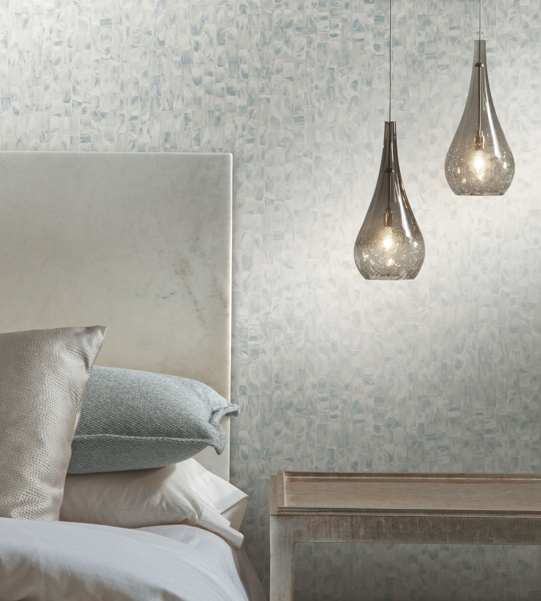 Mother Of Pearl Grey & Blue Peel & Stick Wallpaper, by York Wall, 20' length x 2'3" width x 0.02" depth View 3