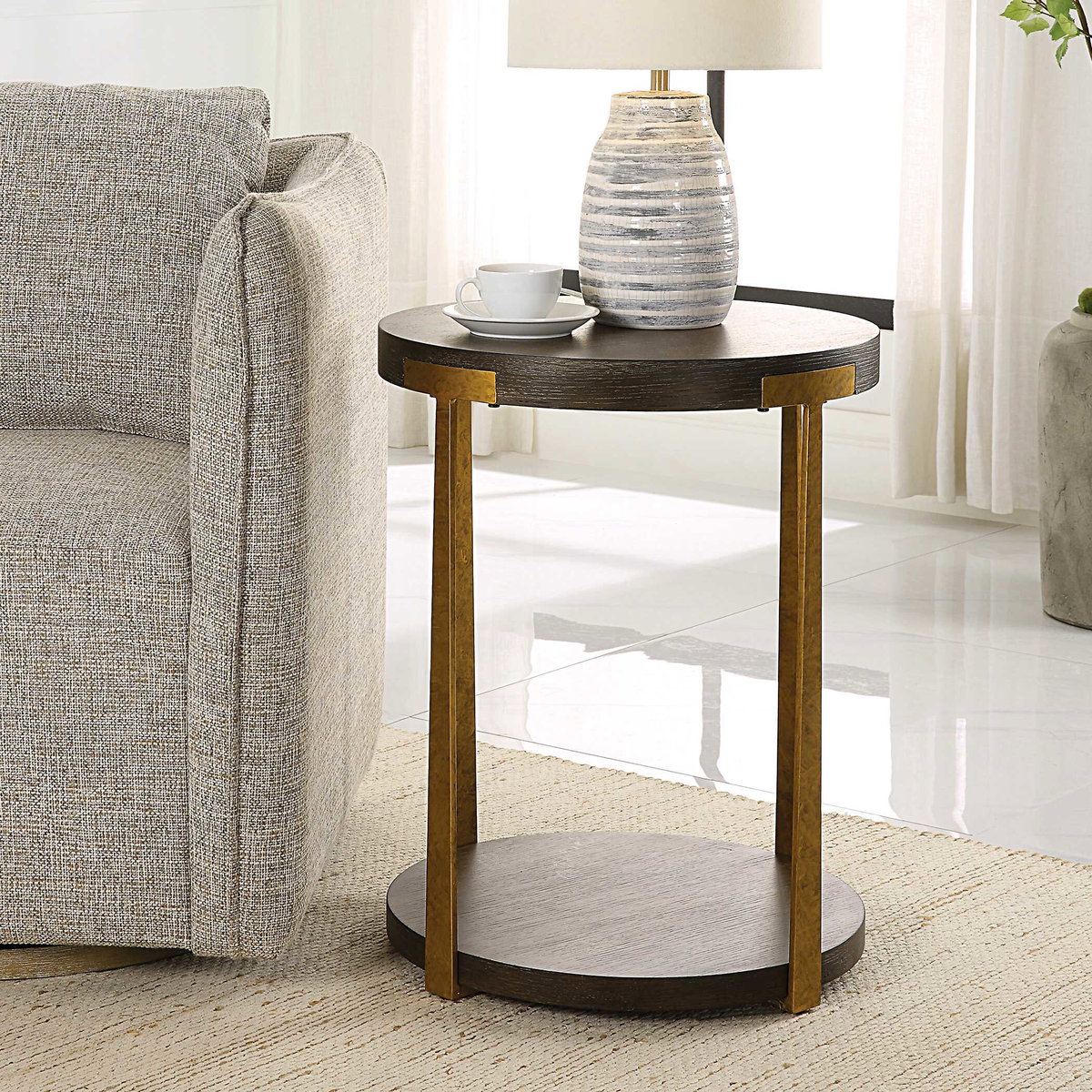 Palisade Round Wood Side Table, Side & End Table by Uttermost, 19" width x 24" height x 19" depth View 4