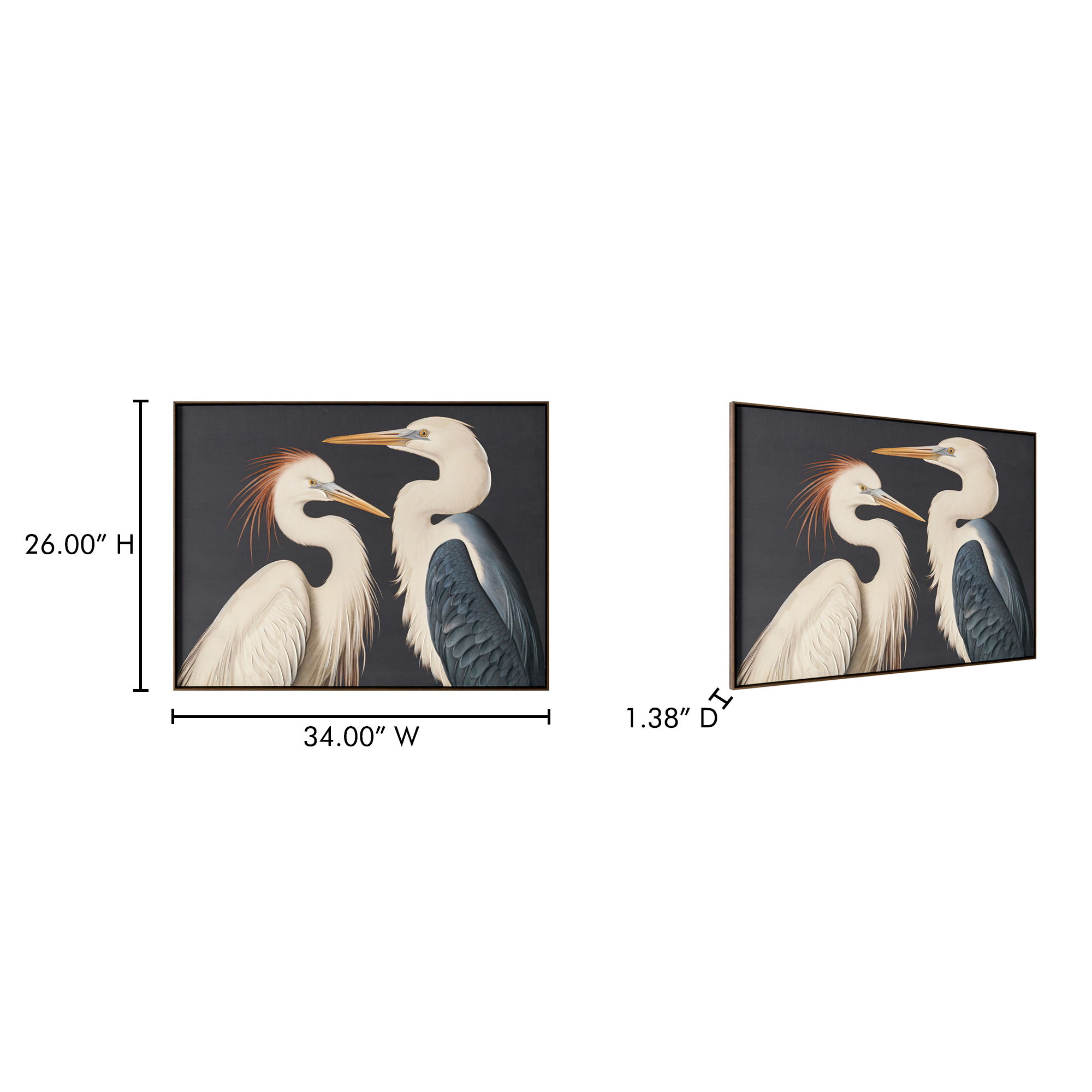 Two Cranes Framed Painting, by Moe's Home, 34" width x 26" height x 1.38" depth View 6