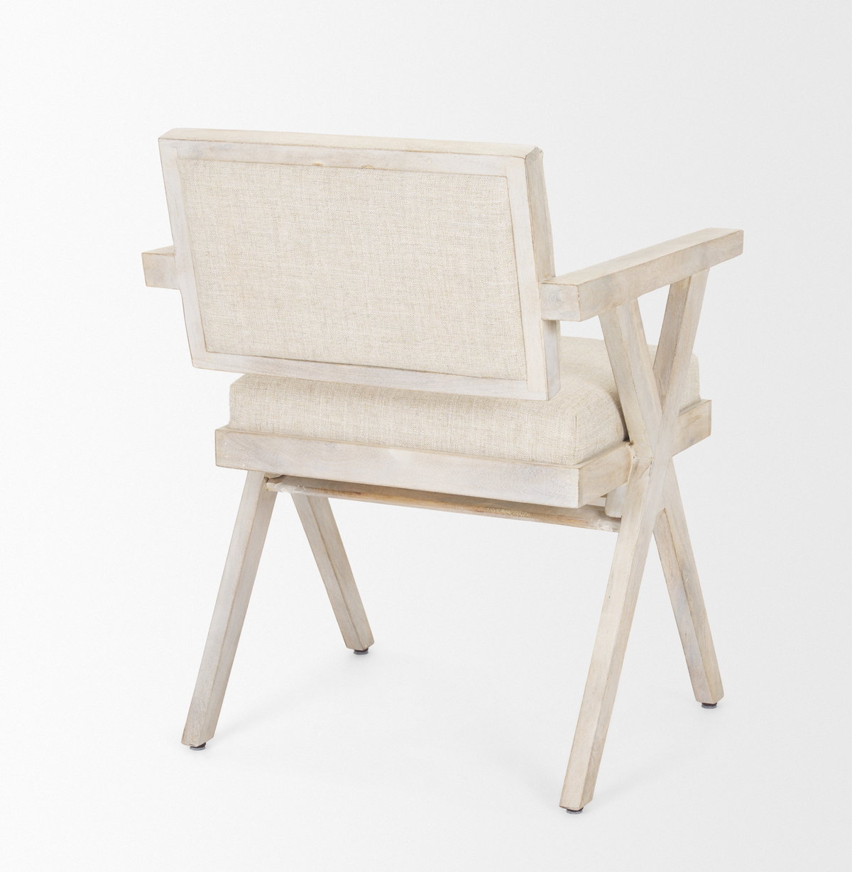 Topanga Open Back Dining Arm Chair | Cream Fabric with Blonde Wooden, Dining Chair by Mercana, 23" length x 23.25" width x 31.89" height View 7