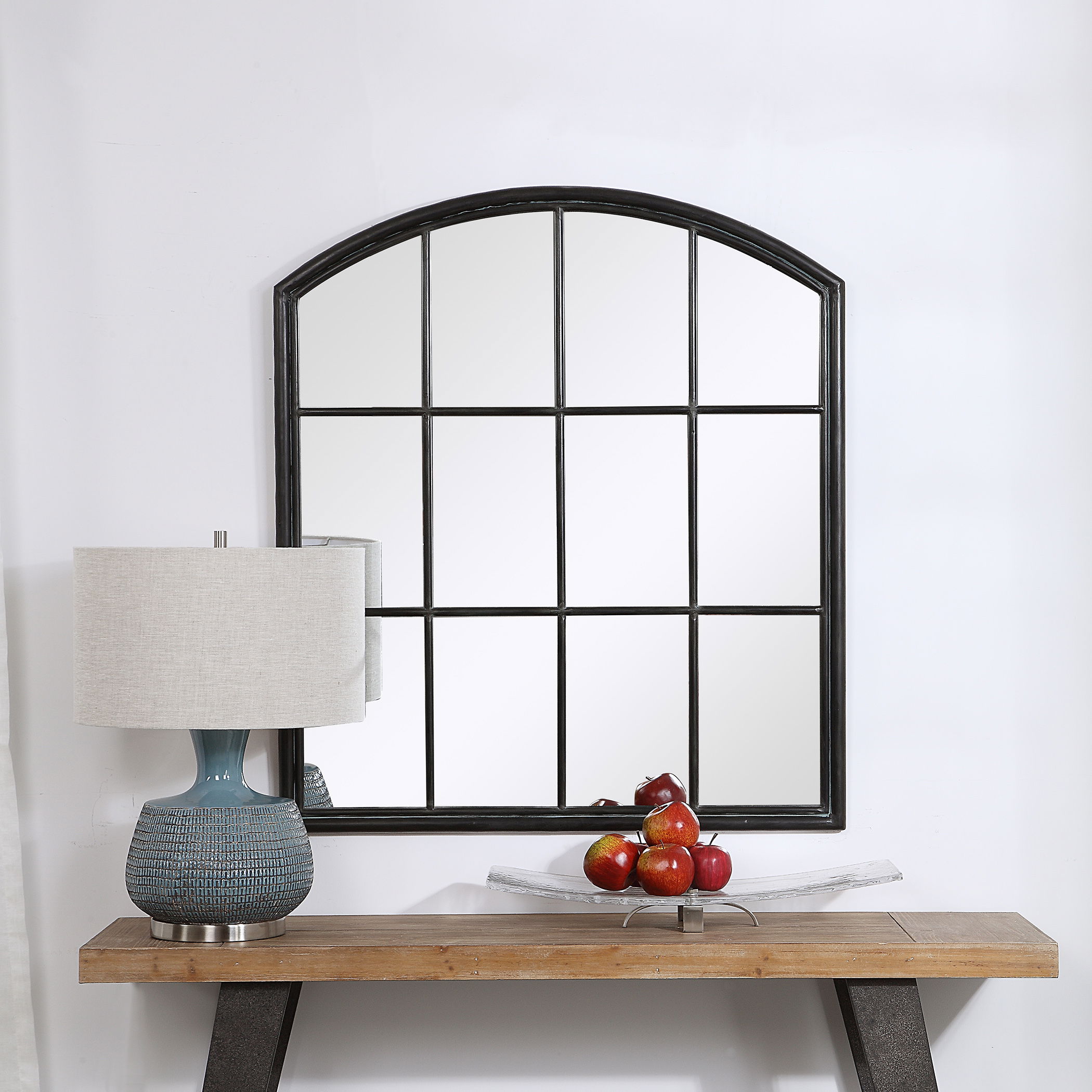 Lyda Aged Black Arch Mirror large image 