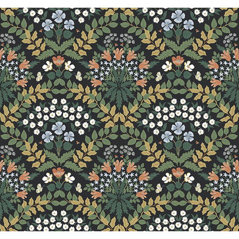 Bramble Black & Green Wallpaper