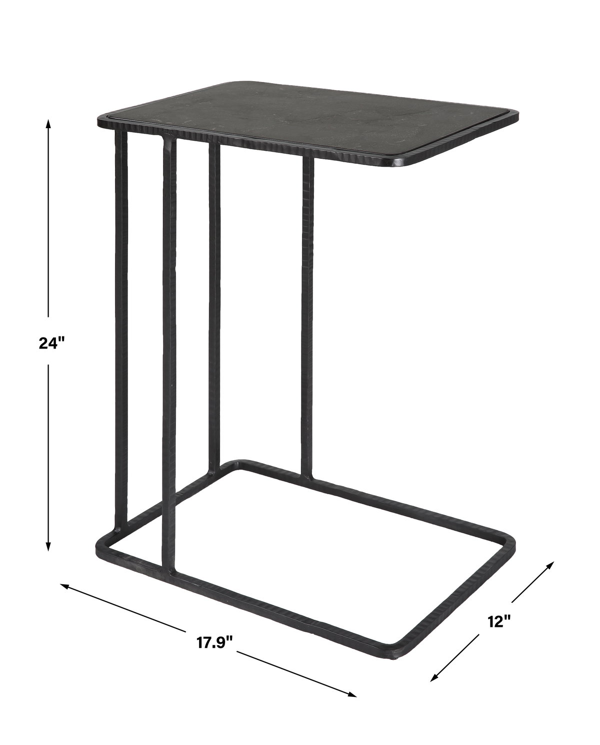 Cavern Stone & Iron Accent Table, Side & End Table by Uttermost, 17.9" width x 24" height x 12" depth View 3