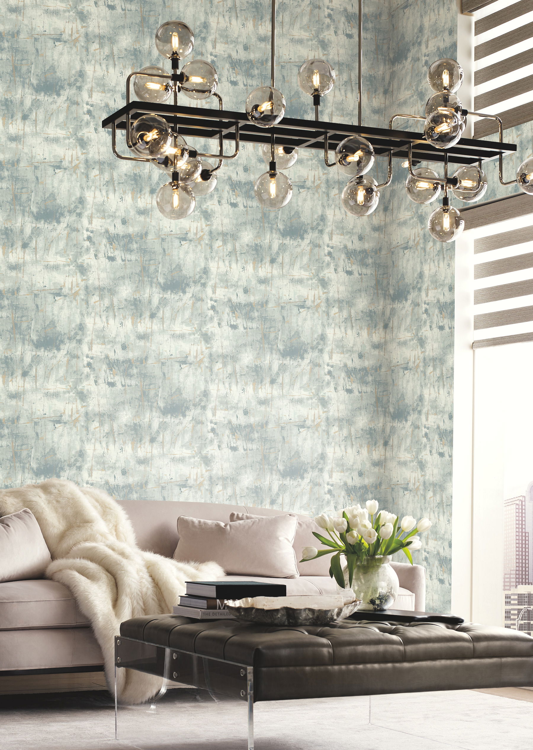 Modern Art Blue Wallpaper, by York Wall, 27' length x 2'3" width x 0.02" depth View 2