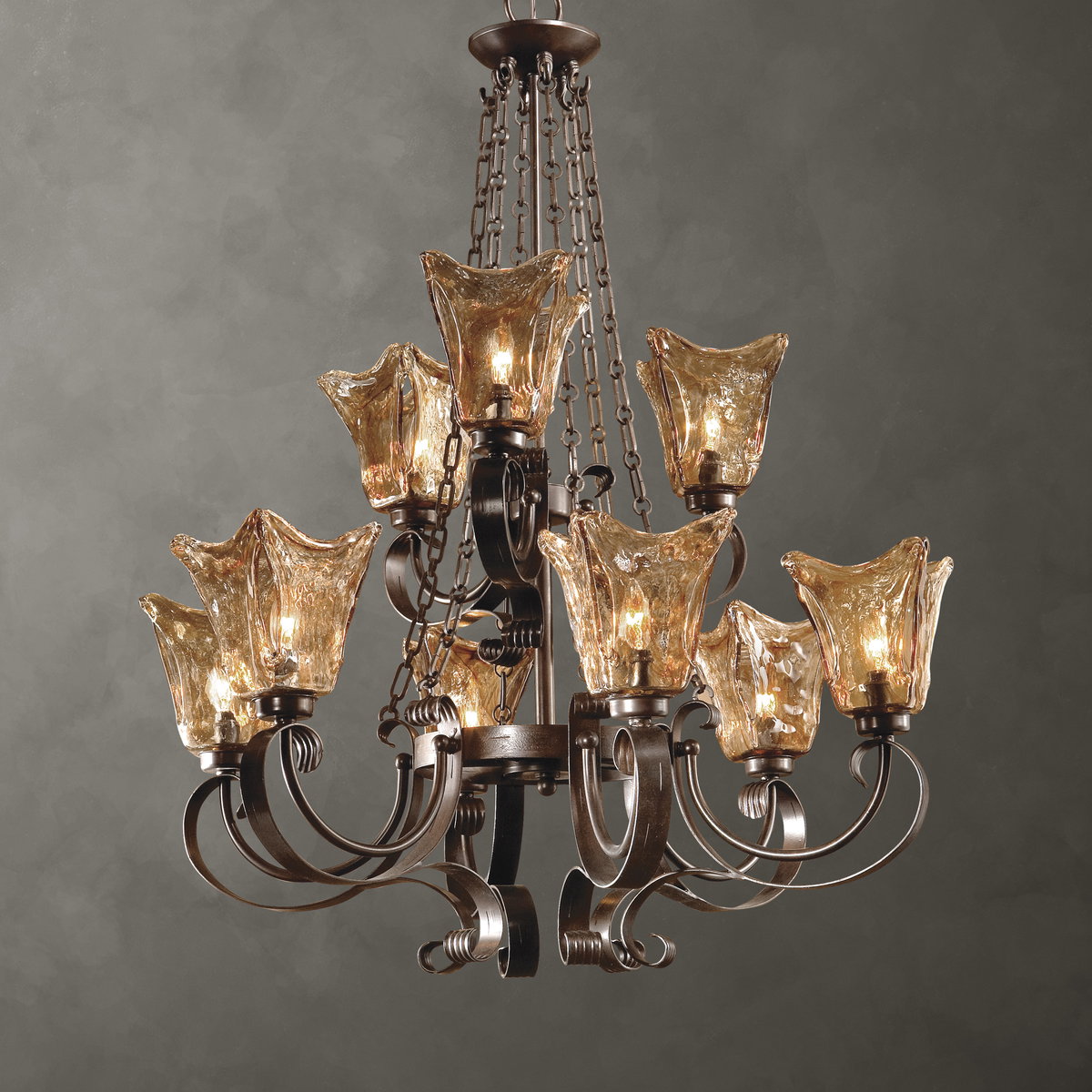 Vetraio 9 Light Oil Rubbed Bronze Chandelier, by Uttermost, 31" width x 38" height x 31" diameter x 31" depth View 1