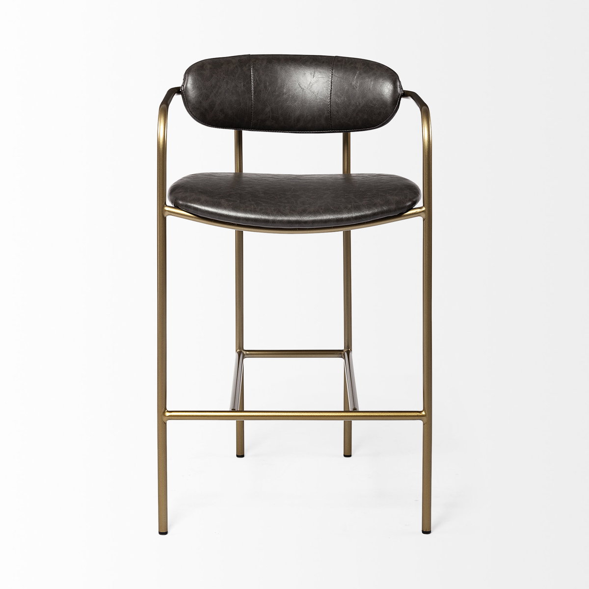 Parker Low Back 26.5in Seat Counter Stool | Brown Faux Leather, Counter & Bar Stool by Mercana, 19" length x 19.75" width x 36" height View 3