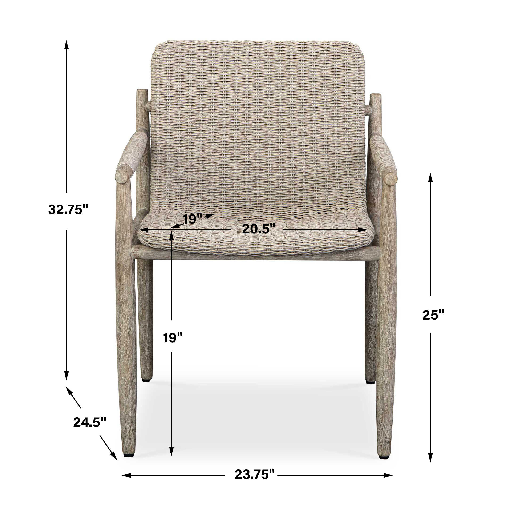 Sumba Wicker Outdoor Dining Chair, Furniture by Uttermost, 23.75" width x 32.75" height x 24.5" depth View 3
