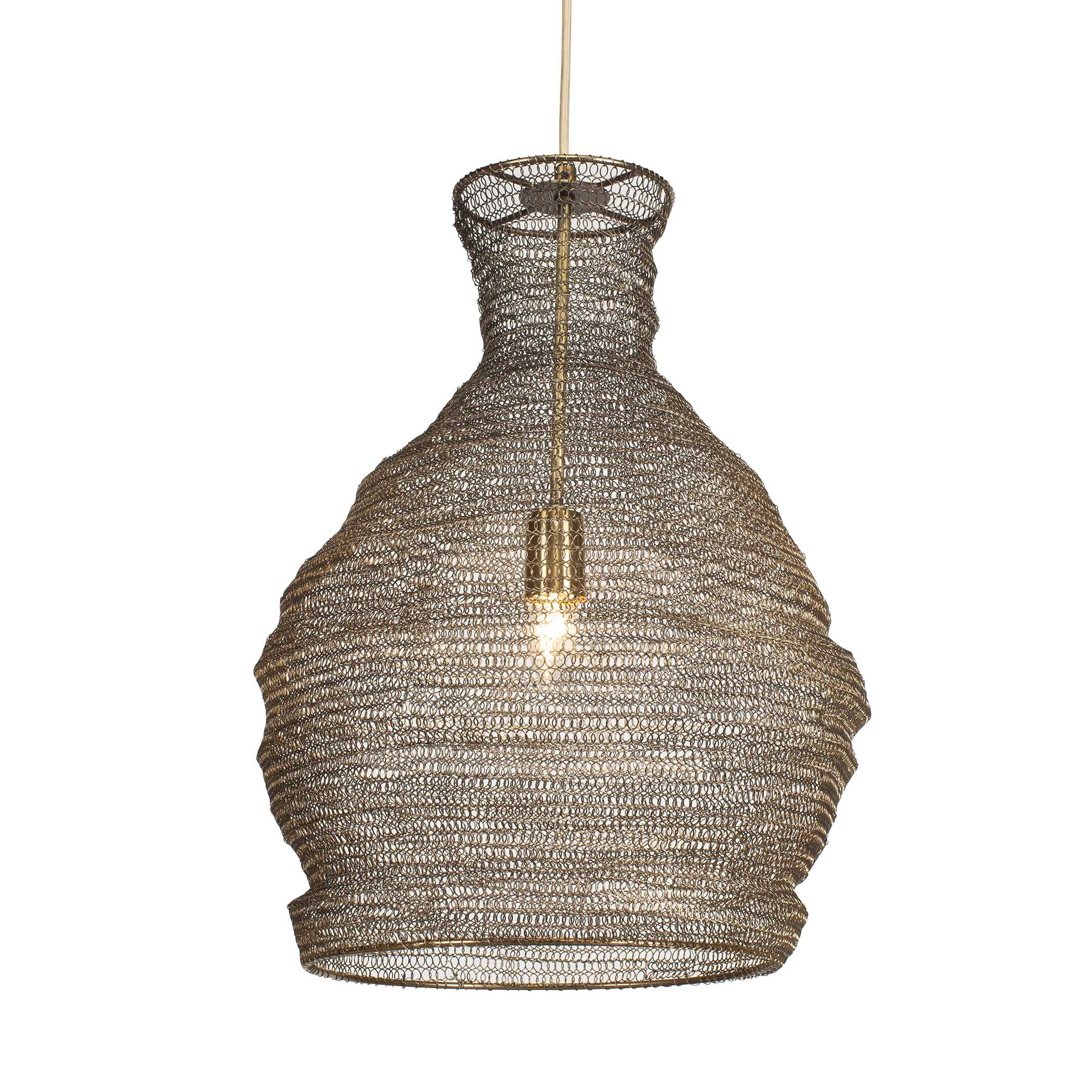 Murmur Woven Brass 1 Light Pendant, Ceiling Light by Uttermost, 15" width x 21.6" height x 15" diameter x 15" depth View 4