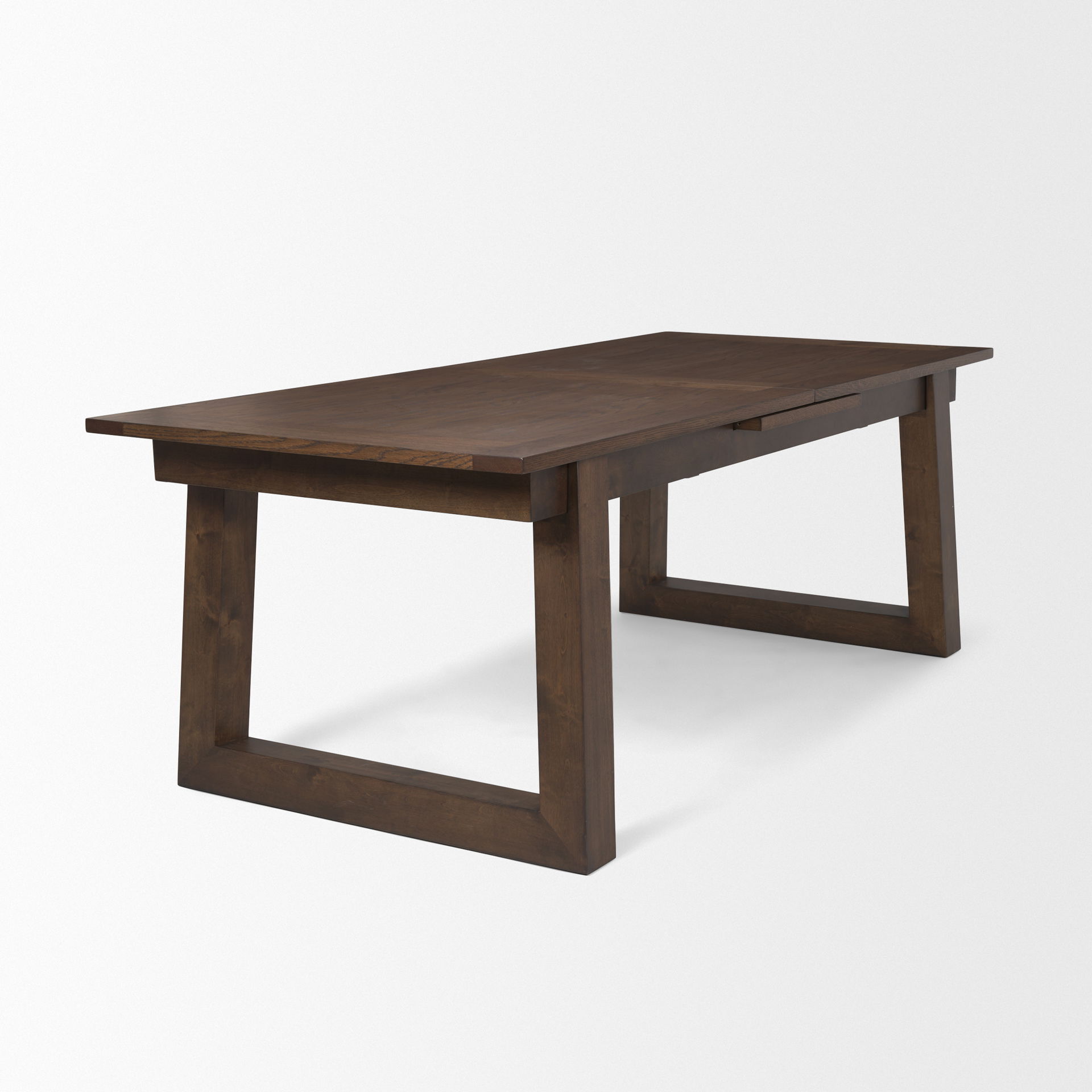 Takota Dark Brown Rectangular Oak Wood with Birch Wood Legs Extendable Dining Table large image 
