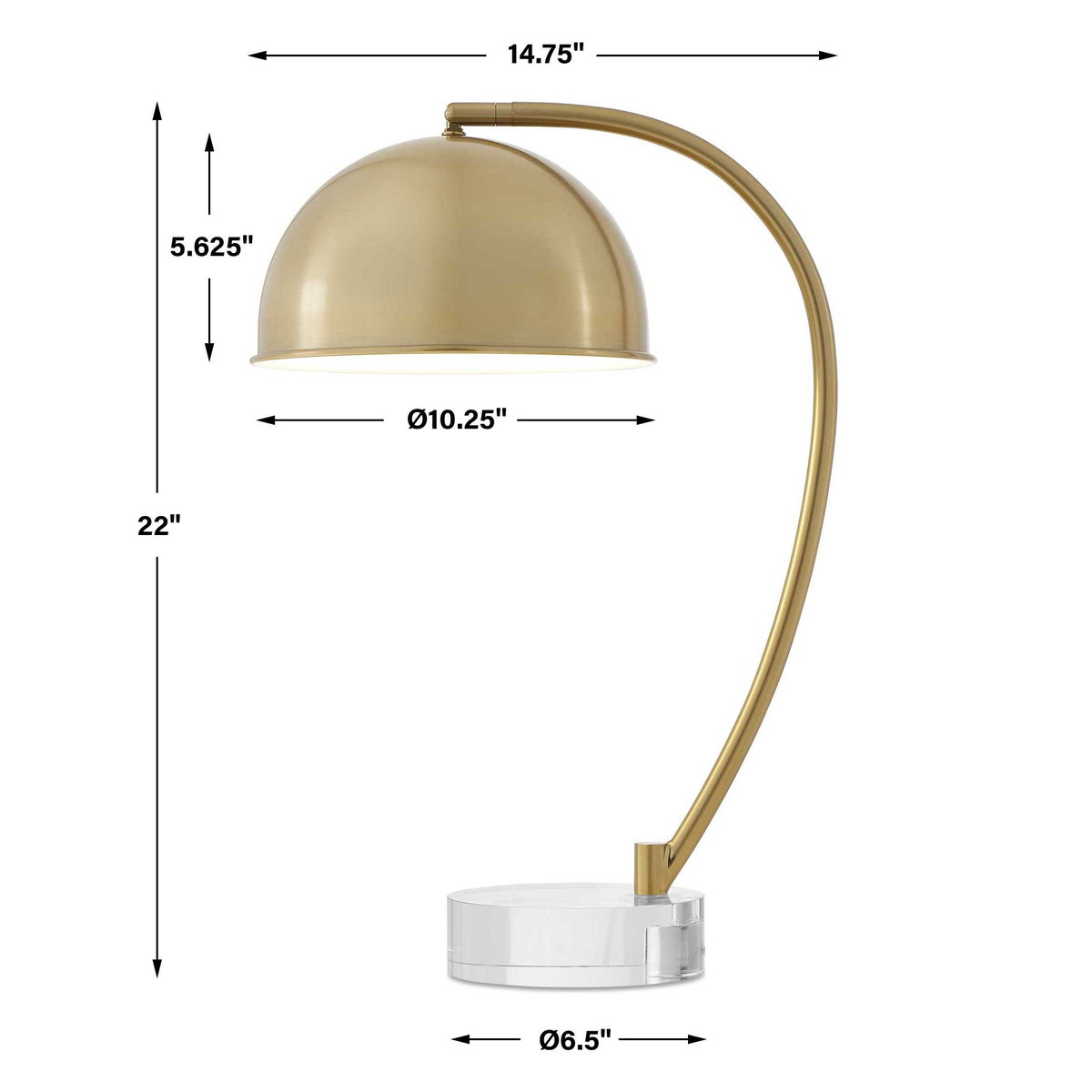 Romani Brass Desk Lamp, by Uttermost, 14.75" width x 22" height x 10" depth View 3