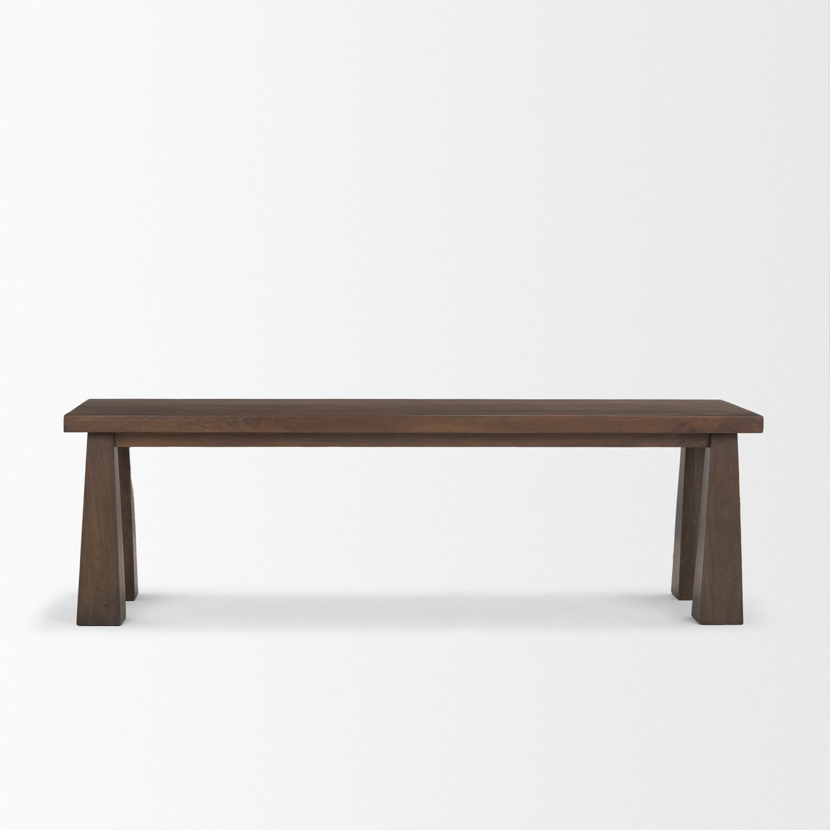 Wolcott Rectangular Dark Brown Solid Wood Bench, Benche by Mercana, 60" length x 16" width x 18" height View 4