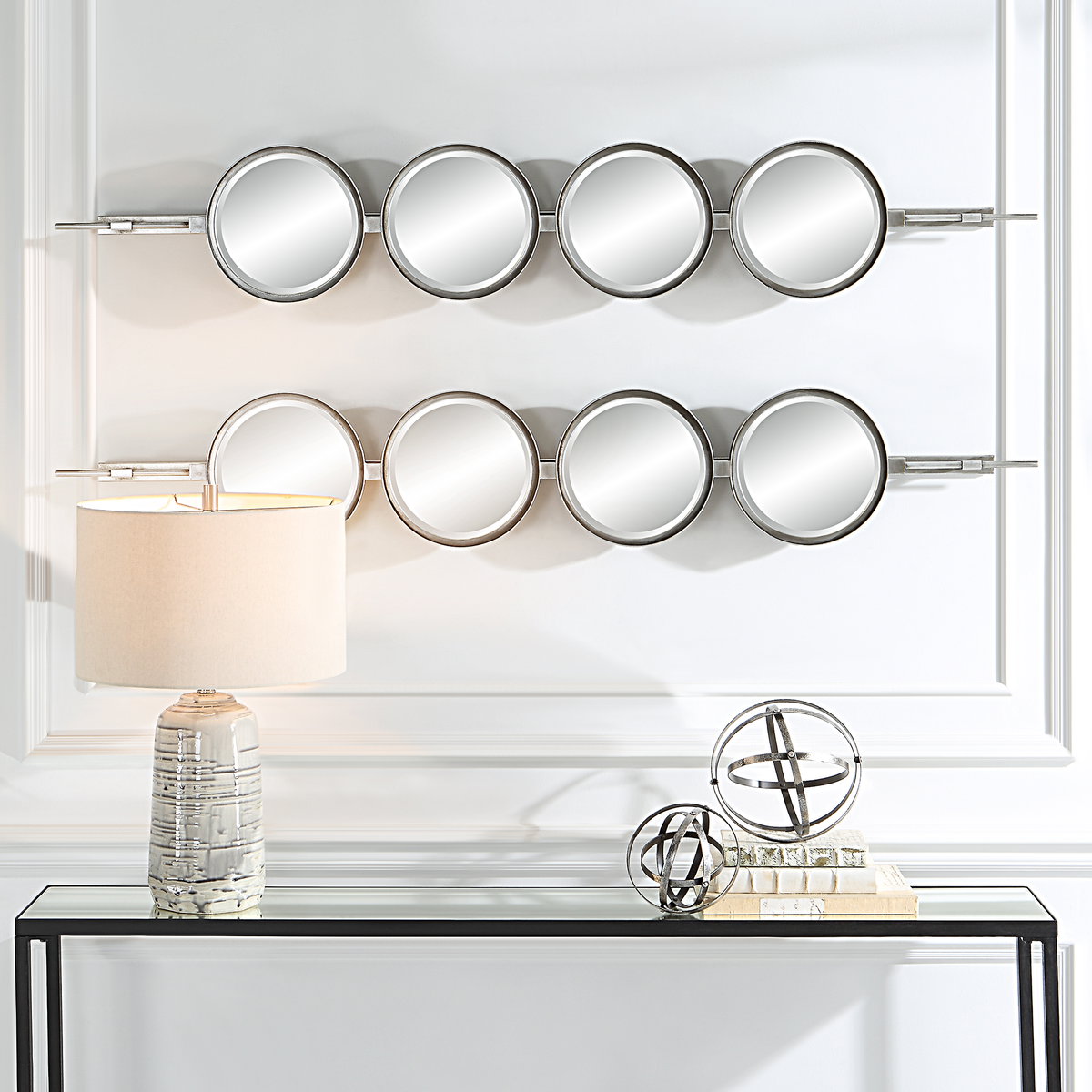 Button Silver Mirror, by Uttermost, 9.87" width x 59.87" height x 3.12" depth View 8