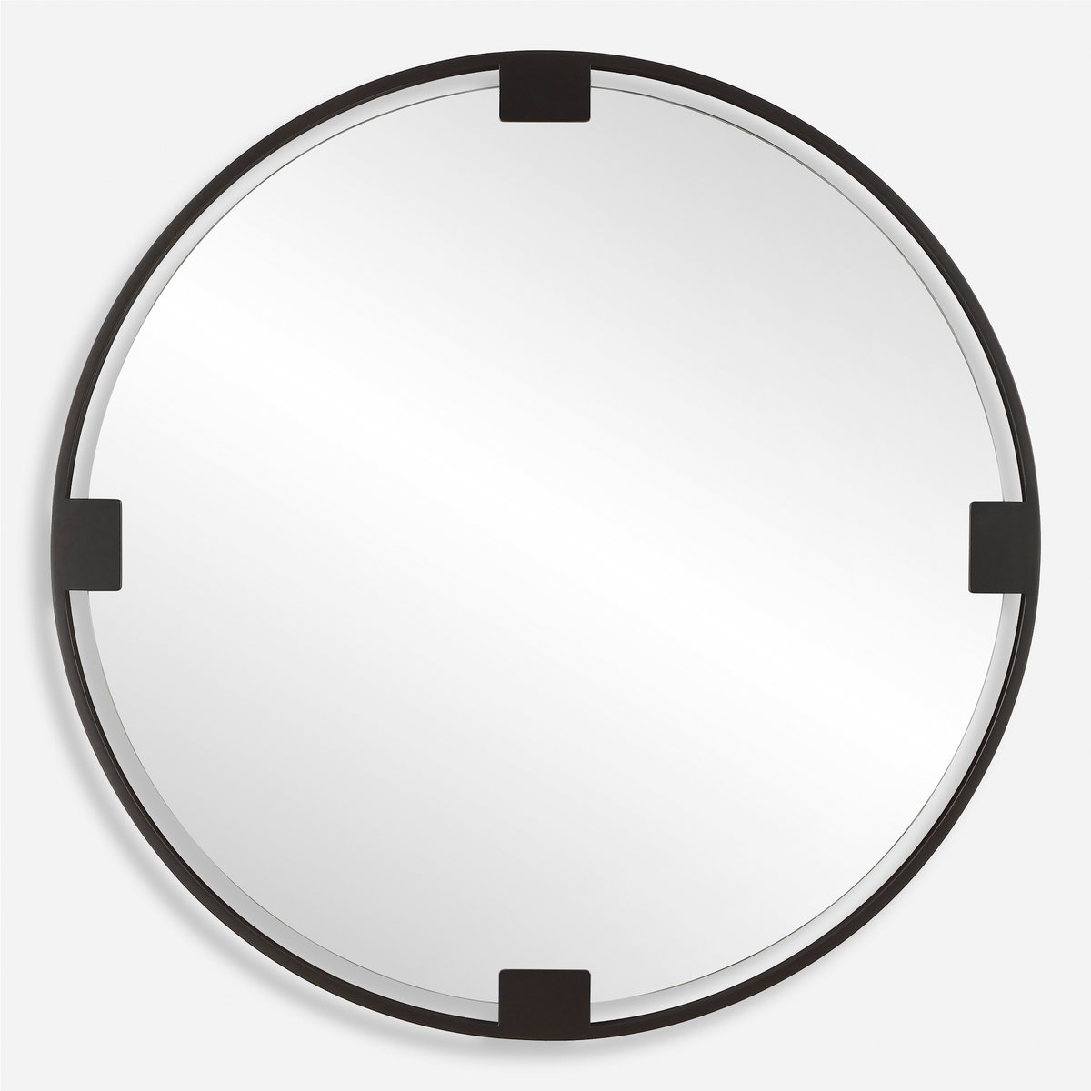 Cornelia Black Round Mirror, by Uttermost, 3'6.5" width x 3'6.5" height x 1.25" depth View 1